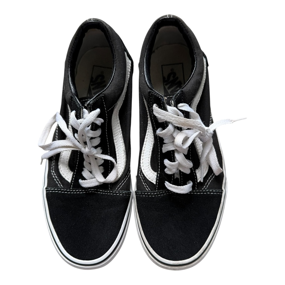 Vans Black White Canvas Stripe Old Skool Lace Up Sneakers Shoes Mens 6.5 - Picture 3 of 11